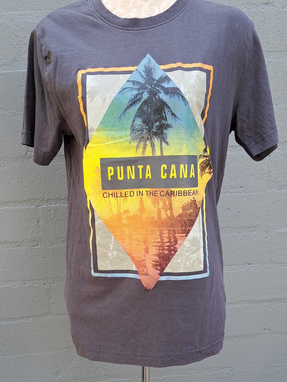 See You Women's Punta Cana Graphic Tee - Gray with Multicolor Print